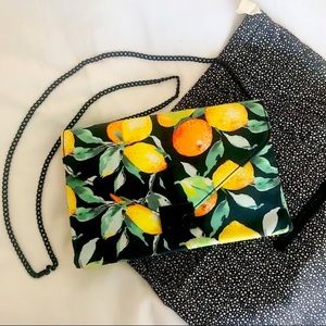 Loeffler Randall Lemon & Orange Print Crossbody Bag / Clutch *Like New* NWOT